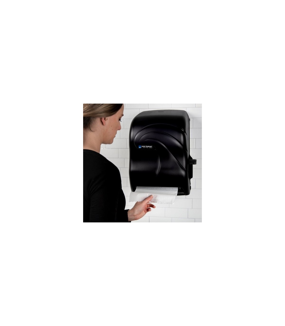 San Jamar Touch -Lever Towel-w/Auto Transfer-Oceans-Black
