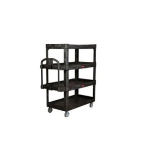 Rubbermaid FG2128657 HD Utility ERGO Cart - 55"x26"x62" Lip 4 Shelf - Black, Price Per EA - FG2128657 -  - [unit price]